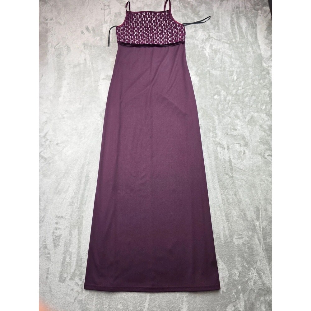 Byer Too! California Womens Maroon Eggplant Pullover Textured Bust Long Dress, M